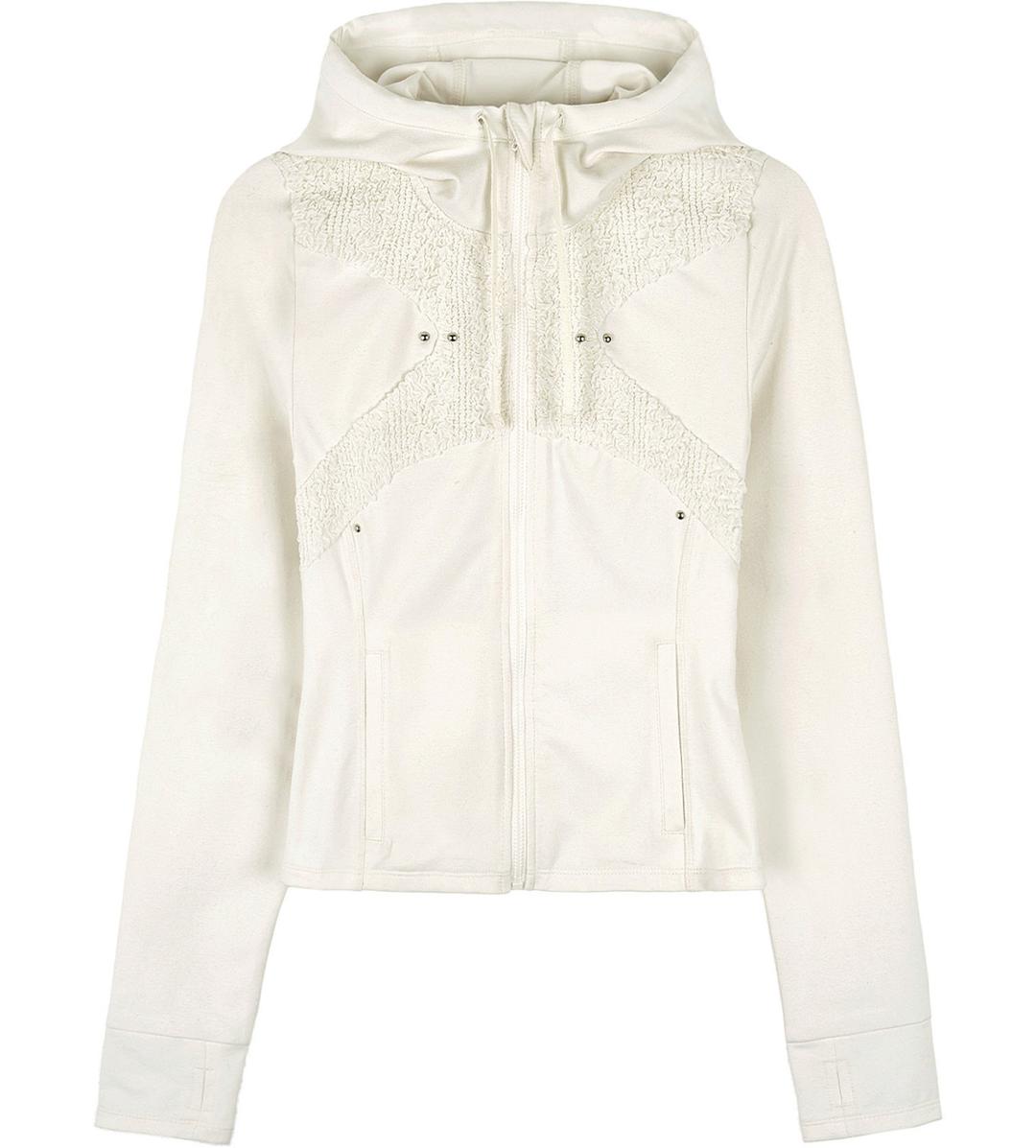 Pierced finger hole hoodie jacket (Ivory)
