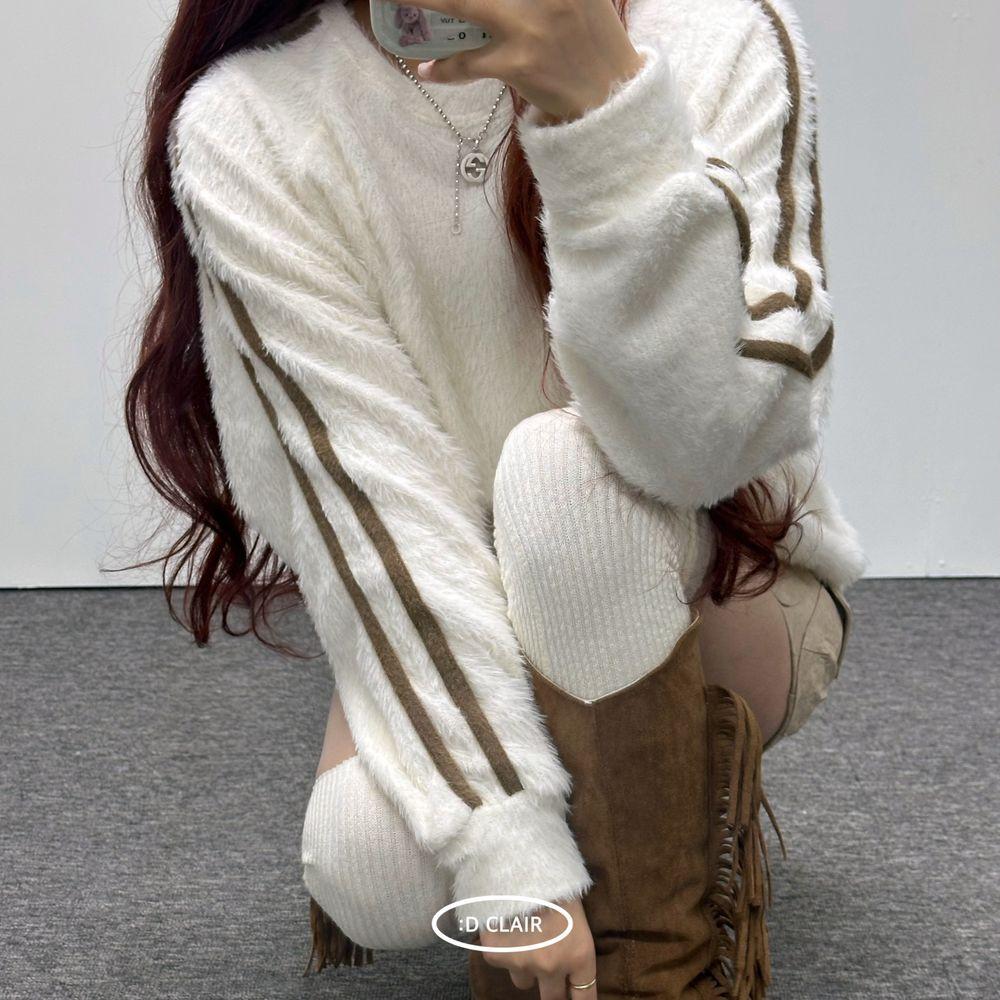 [2colors] 테이핑 트랙 라인 앙고라 니트 맨투맨