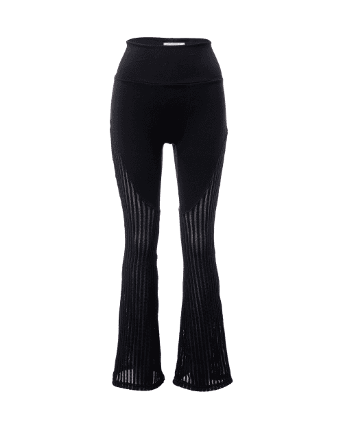 메쉬 요가 부츠컷 팬츠 - 솔리드 블랙