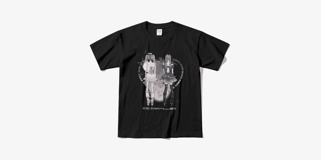 angel and devil Black Overfit T shirt