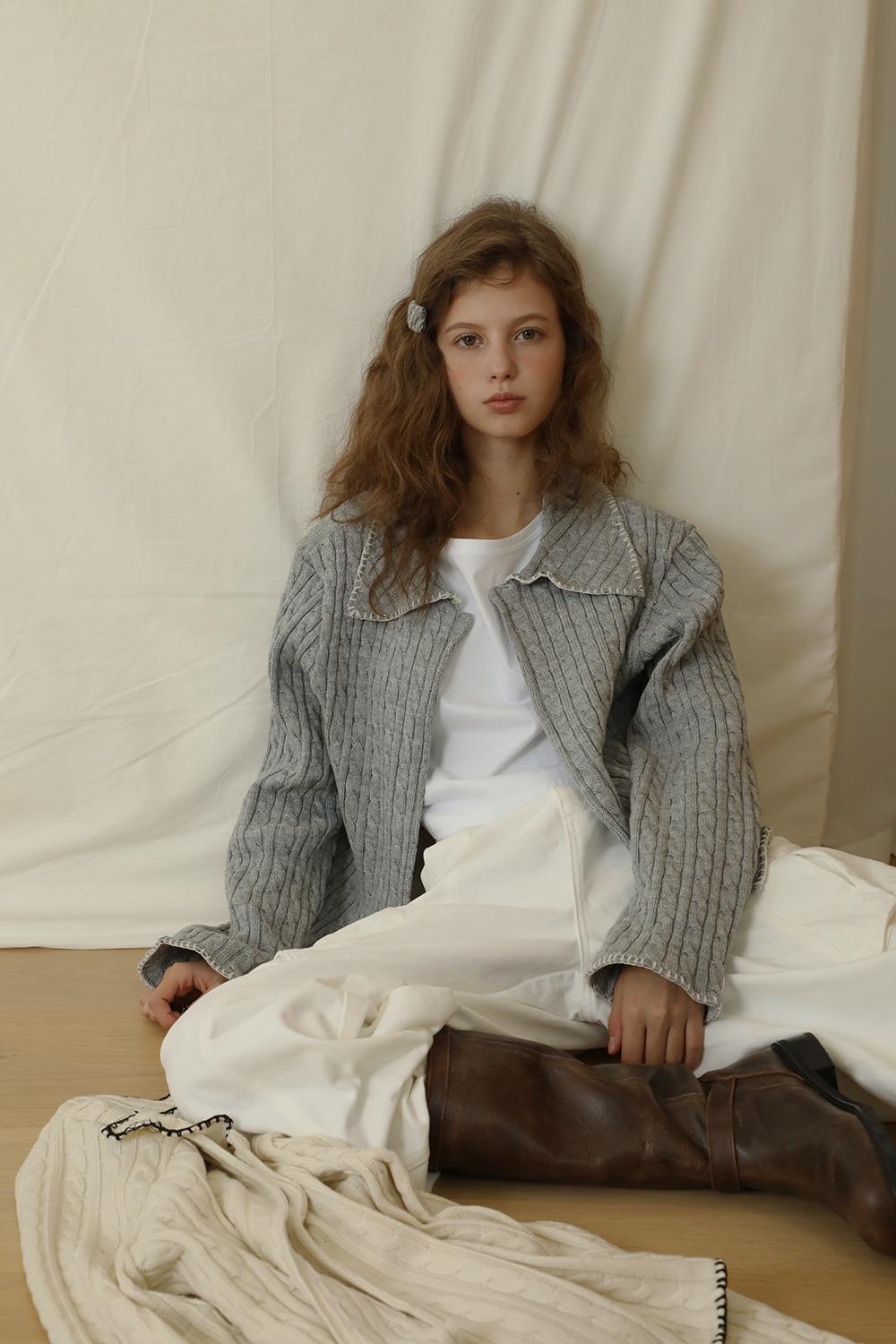 STITCH KNITTED CARDIGAN_GREY