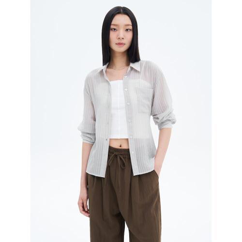 시어 스트라이프 셔츠  라이트 그레이