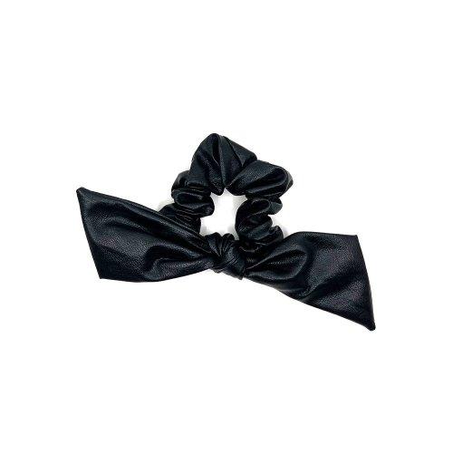 레더 리본 슈슈 (블랙)