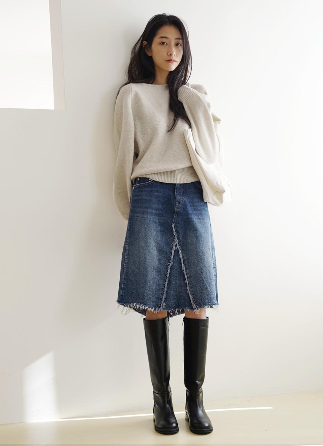 [SLOCO] Cut off denim skirt *당일발송