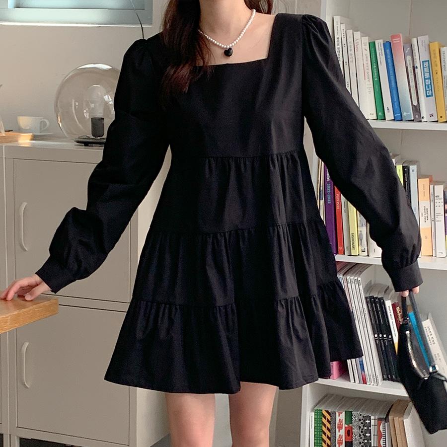 [💓데이트룩/하객룩/연말룩💓] 퍼프스퀘어 캉캉 원피스