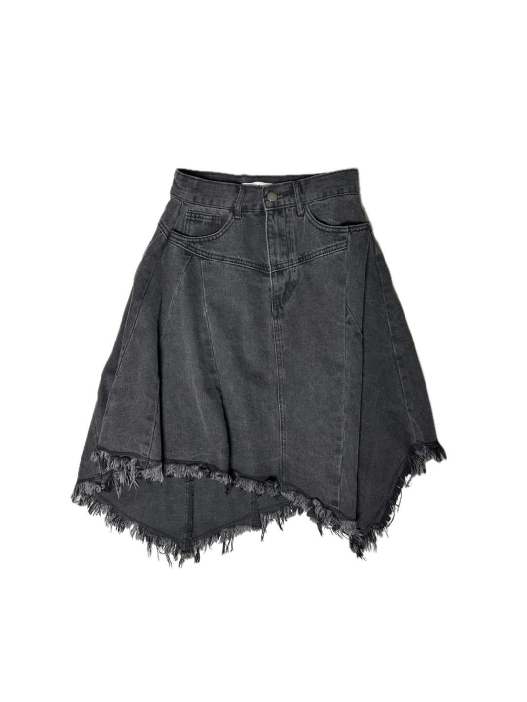 옵텐소 데미지 플레어 커팅 스커트 (2color)