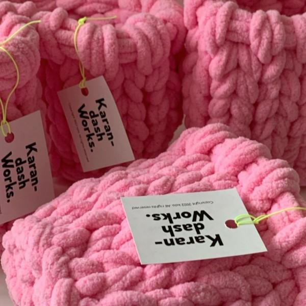 보송보송바구니 Pluffy basket_ Strawberry milk