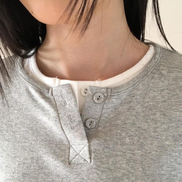 nature button t-shirt (5 color)