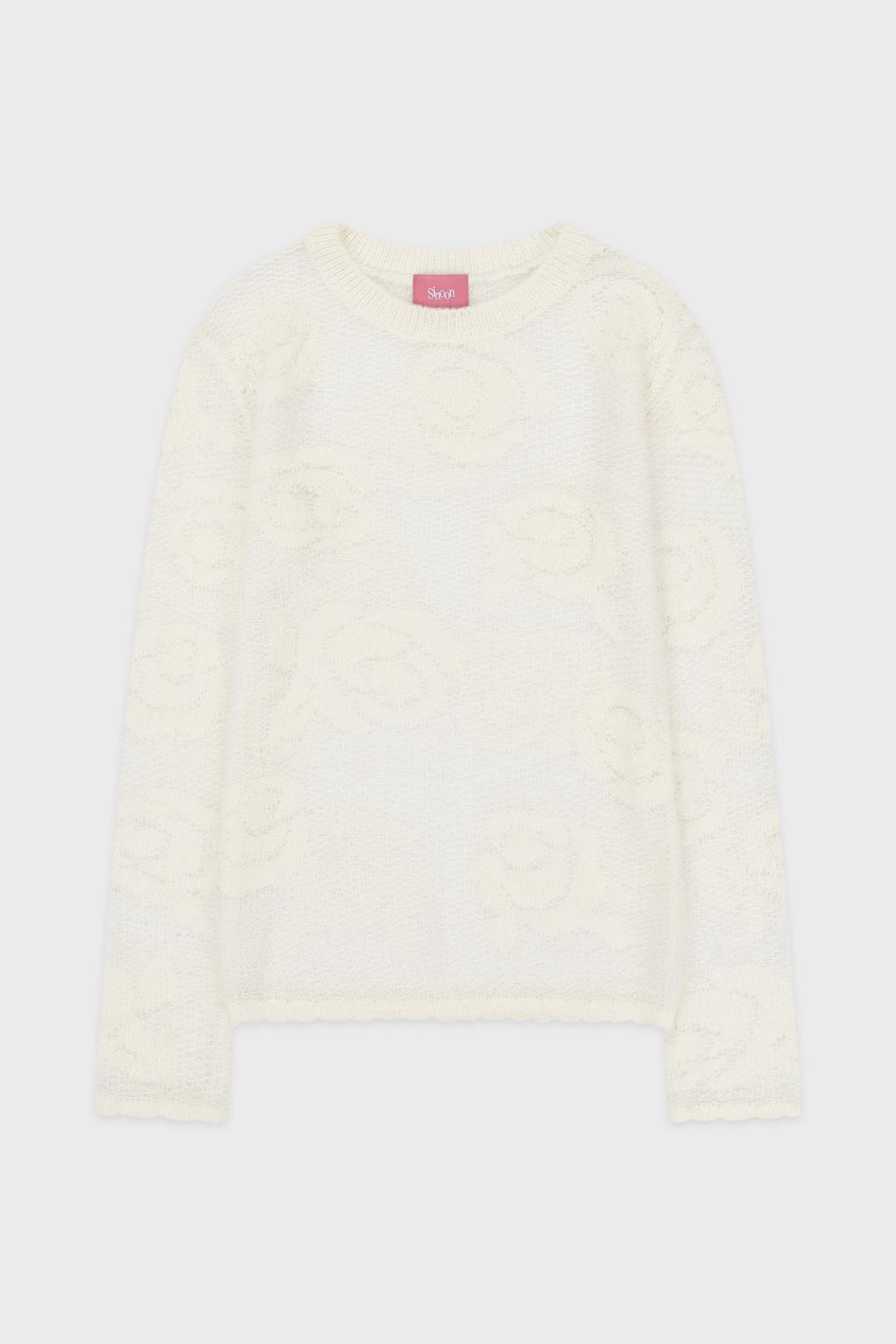 Rose Artwork Long Sleeve Knit (Ivory)
