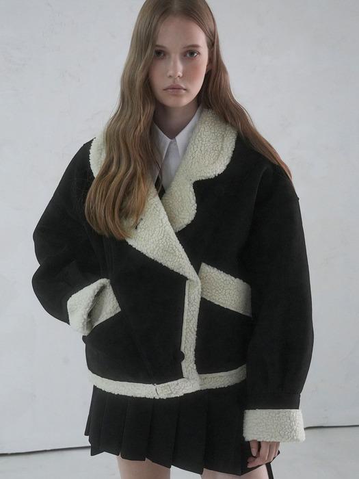 Eco Fur Suede Jacket BLACK