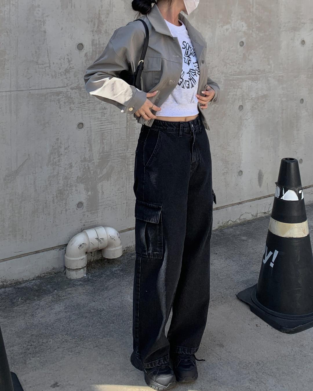 Denim cargo pants