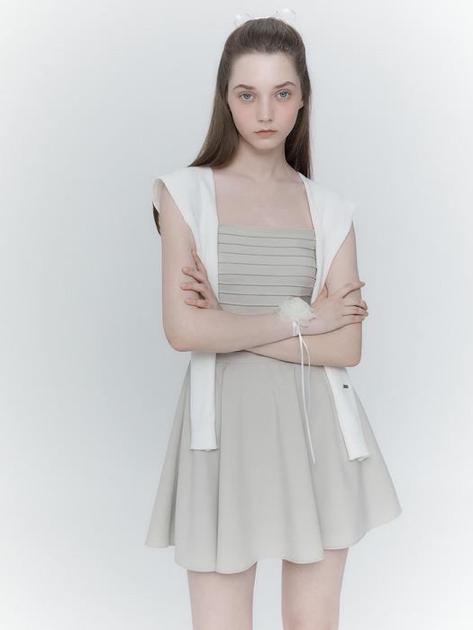 [SET]SLEEVELESS PINTUCK DRESS+KNIT SHAWL_TT4S609BE