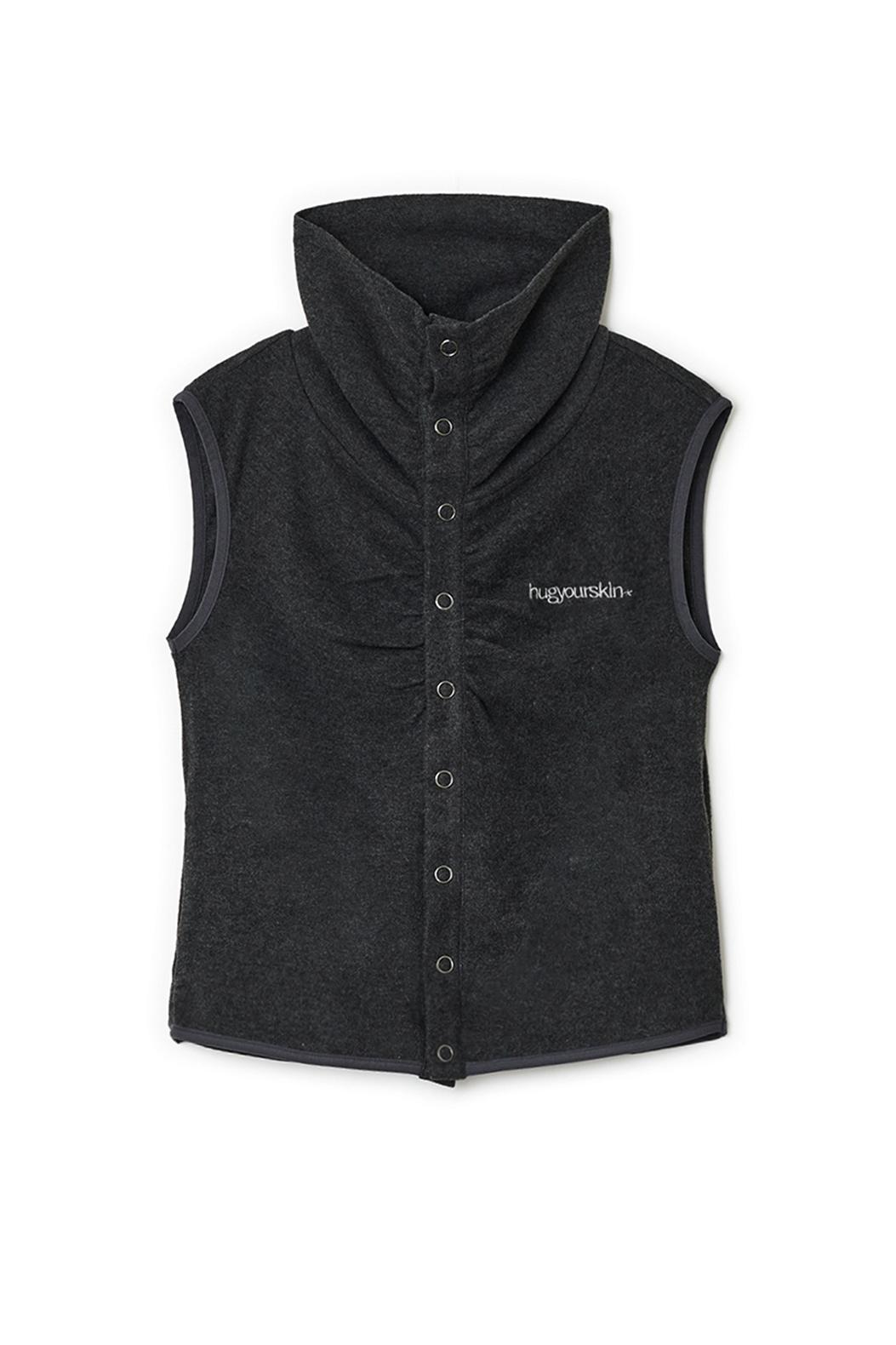 Fleece turtle neck vest (Charcoal)