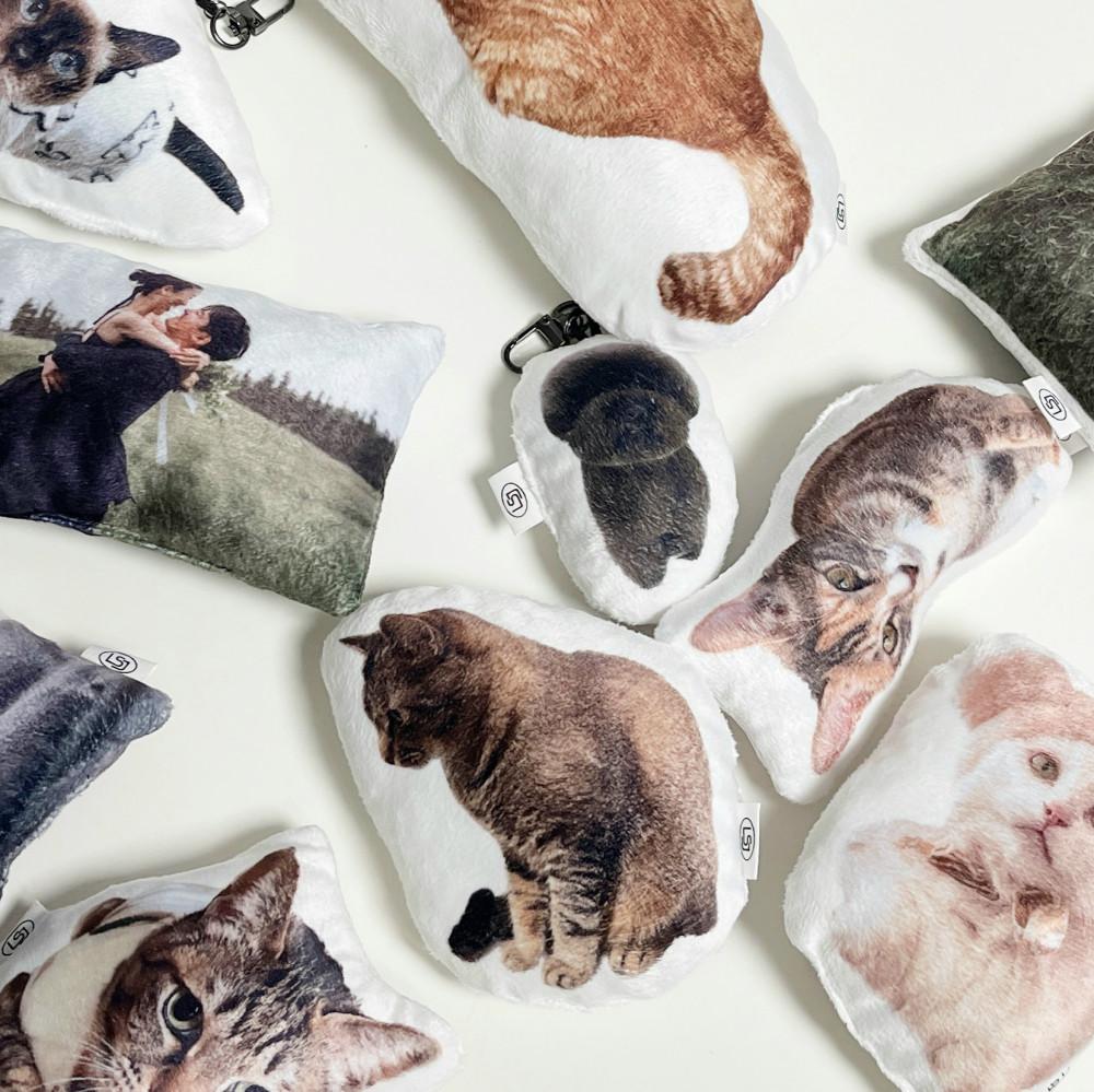 극세사 미니 포토 쿠션 열쇠고리 주문제작 커스텀 마우스 쿠션 손목쿠션