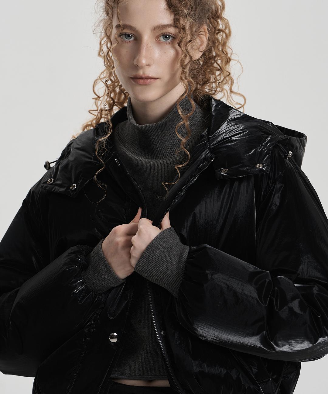 [W] STITCH CROP Z PUFFER - BLACK