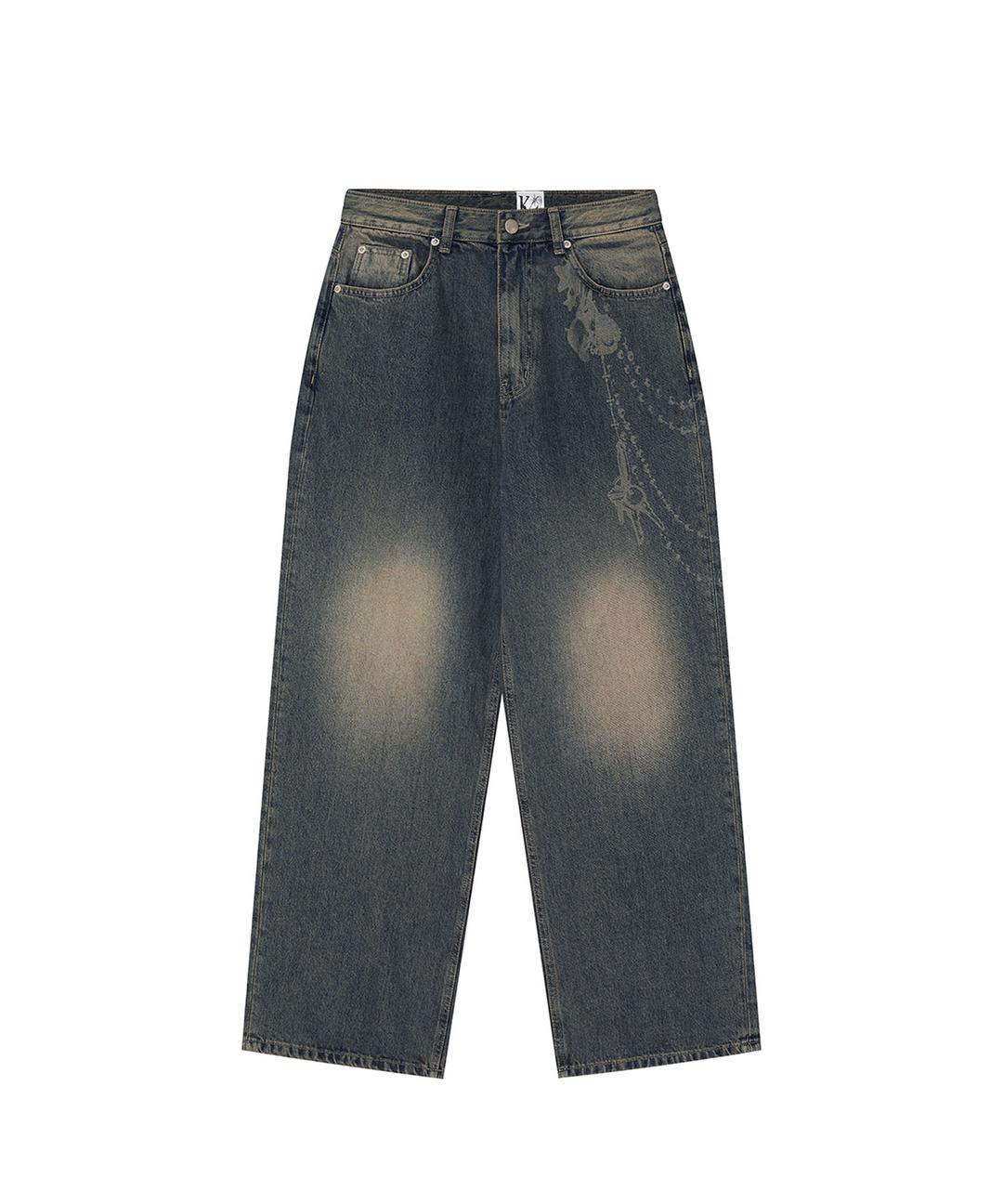 Chain Wide Denim Pants Rusty Blue