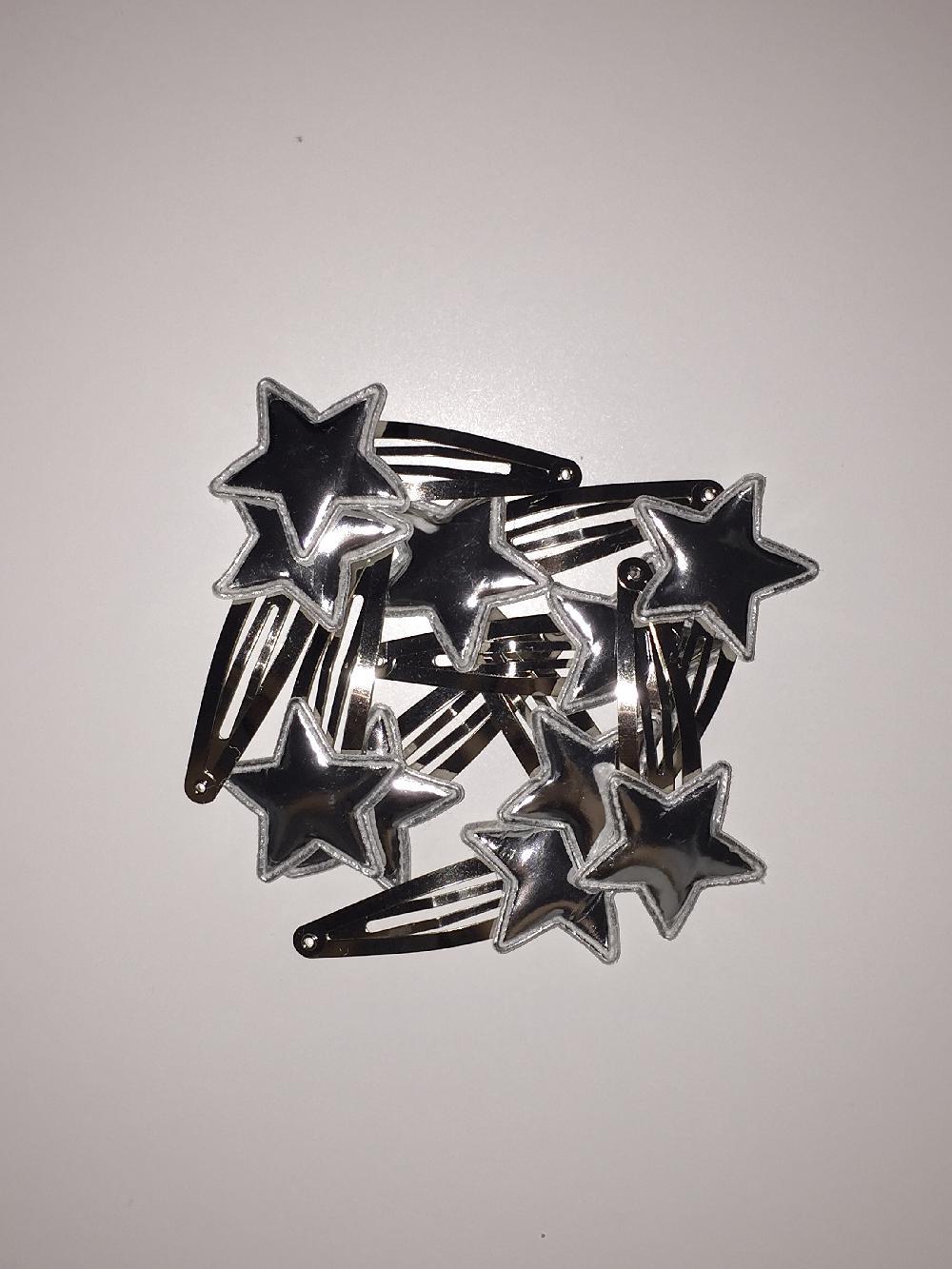 [y2k]실버 스타 메탈 키치 통통 별 똑딱이핀(2개set)