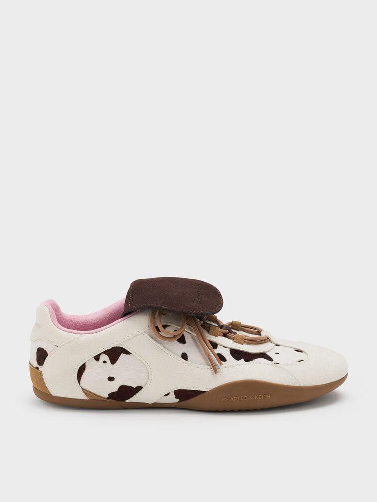 Suede Cow-Print Top-Flap Sneakers