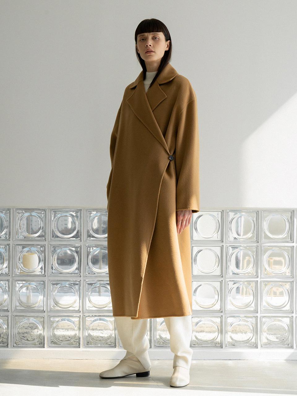 handmade one-button coat (camel)