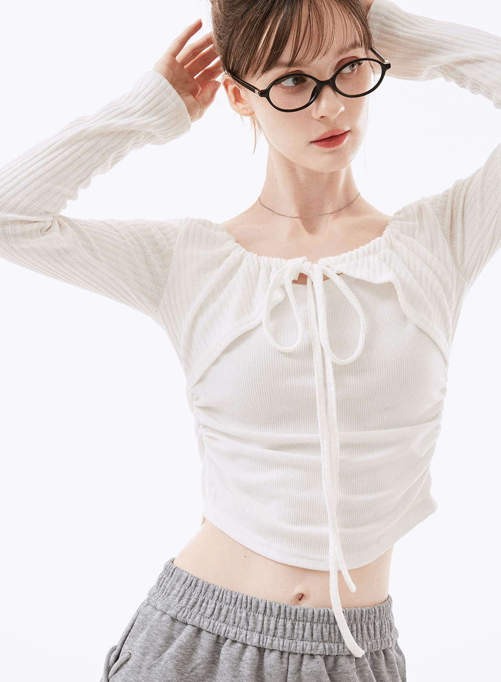 젠드 볼레로 레이어드 니트 긴팔티