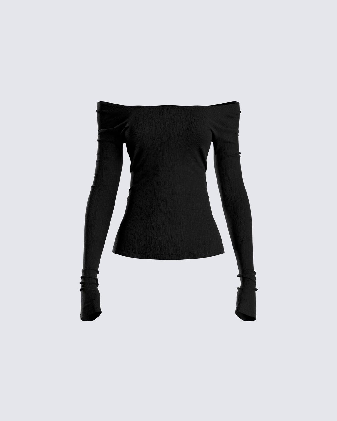 Leslie Black Off Shoulder Top - XS