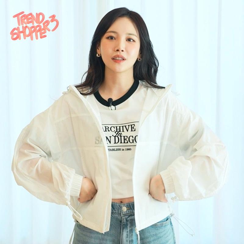 [트렌드쇼퍼 유라픽] 행텐 여성 후드 스트링 윈드브레이커_오프화이트