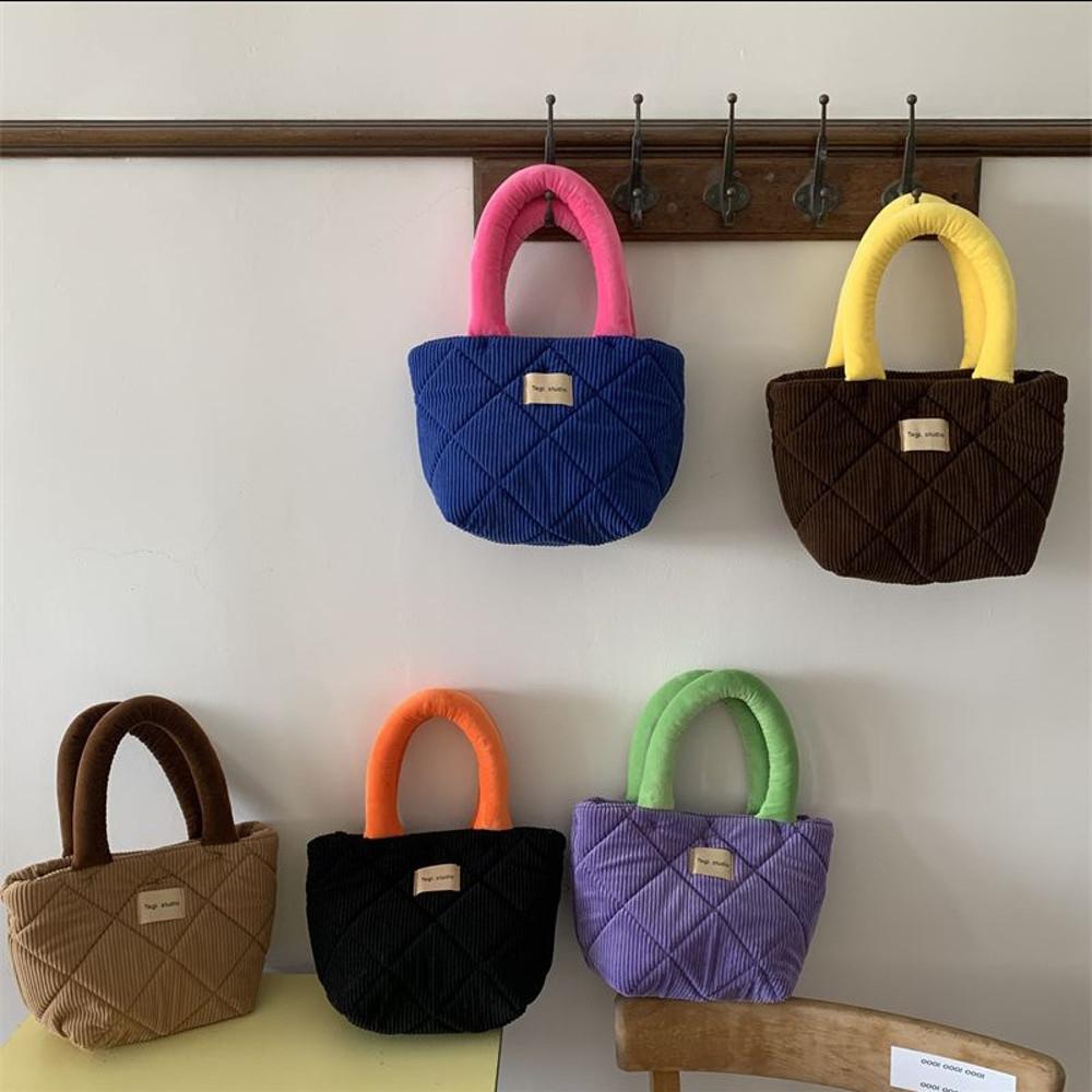 코듀로이 배색 여성 핸드백 토트백