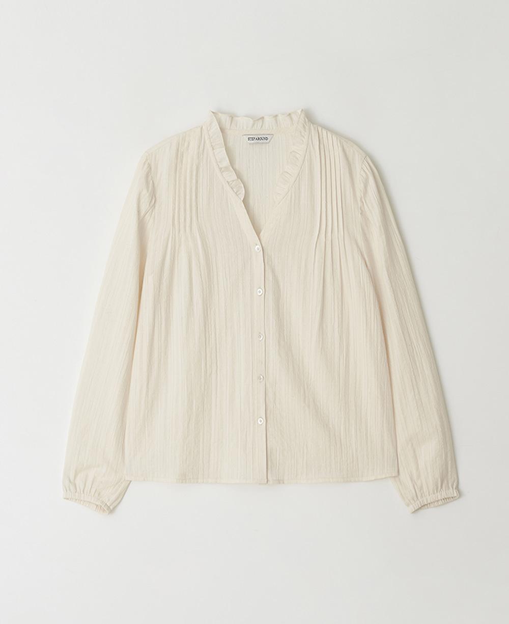 Ruffle V-neck blouse_NATURAL
