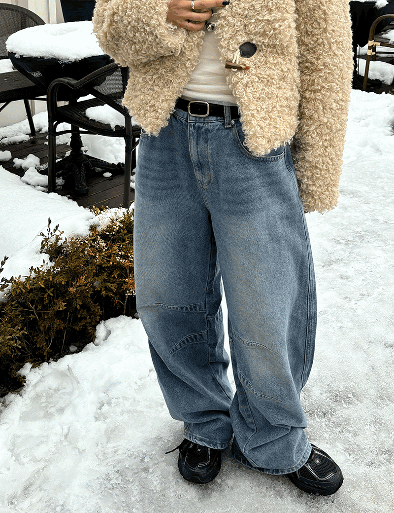 세이안드 블릭 핀턱 와이드 데님 팬츠(공용) - 3 color