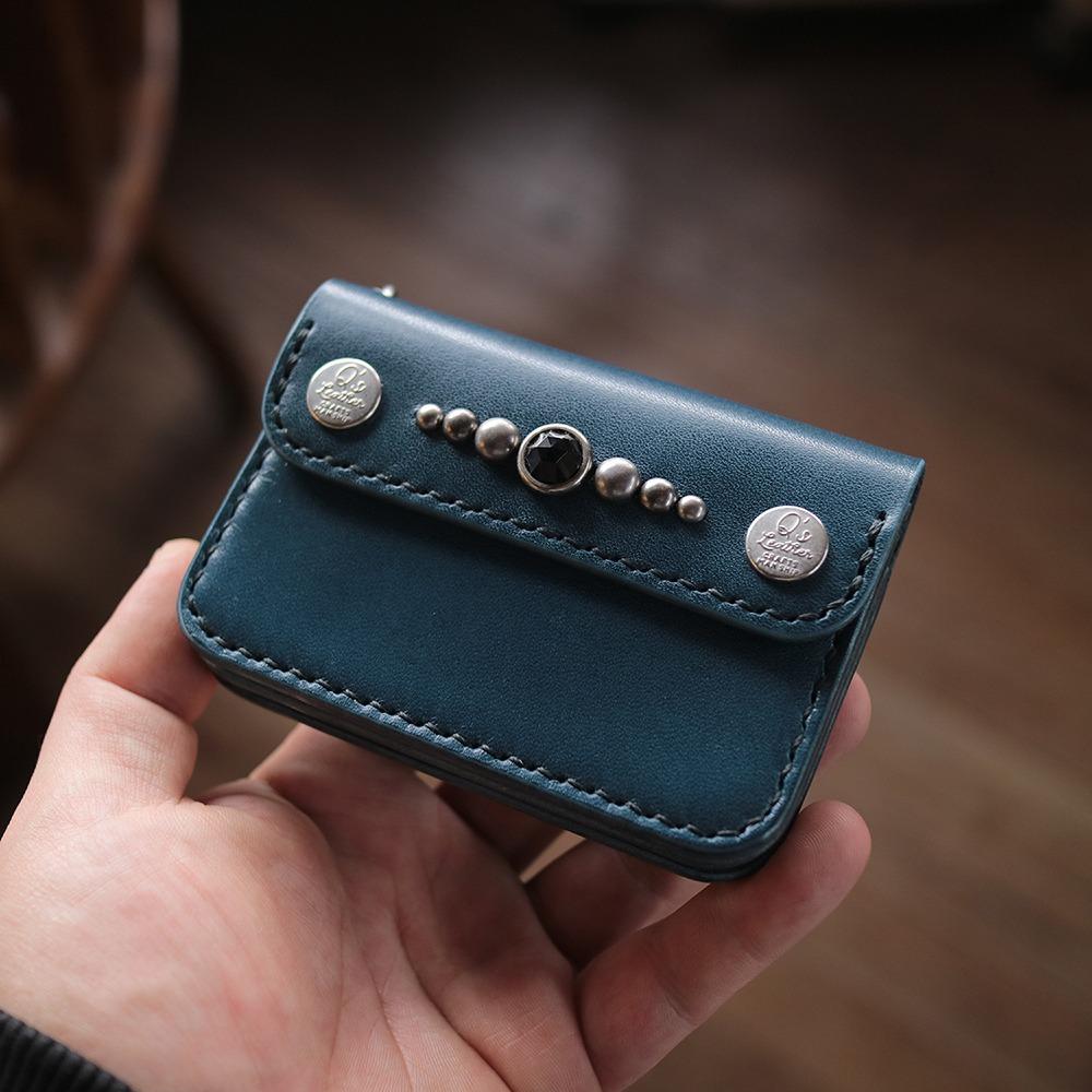 Q's Mini Trucker Wallet / Stud ver. Blue