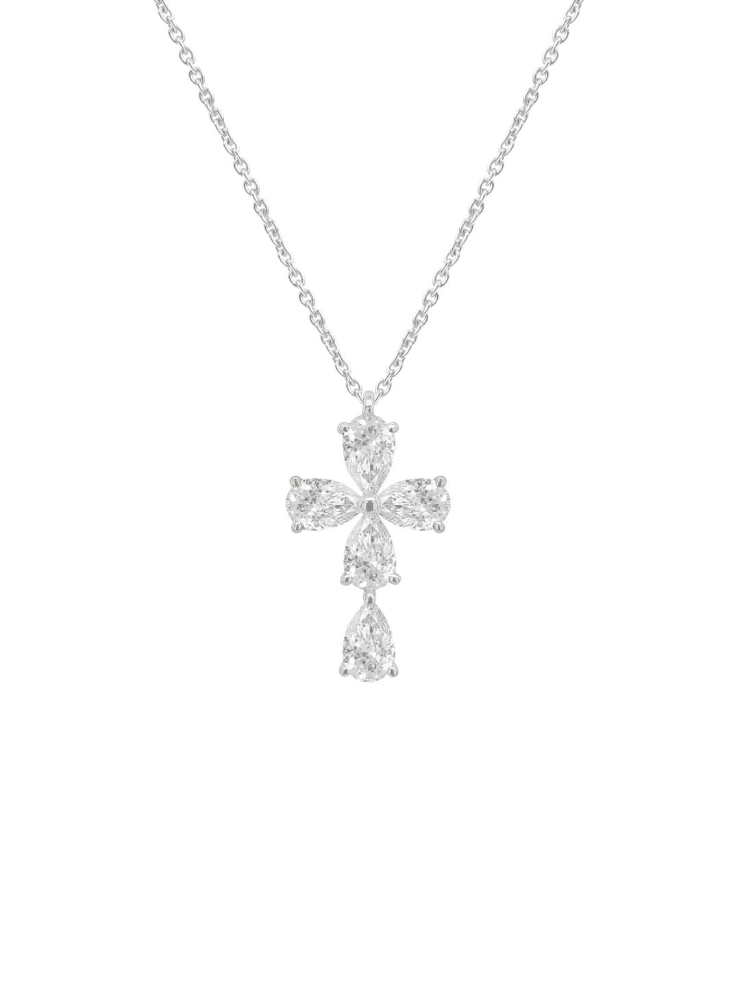 0.3ct (3부) PEAR CROSS NECKLACE