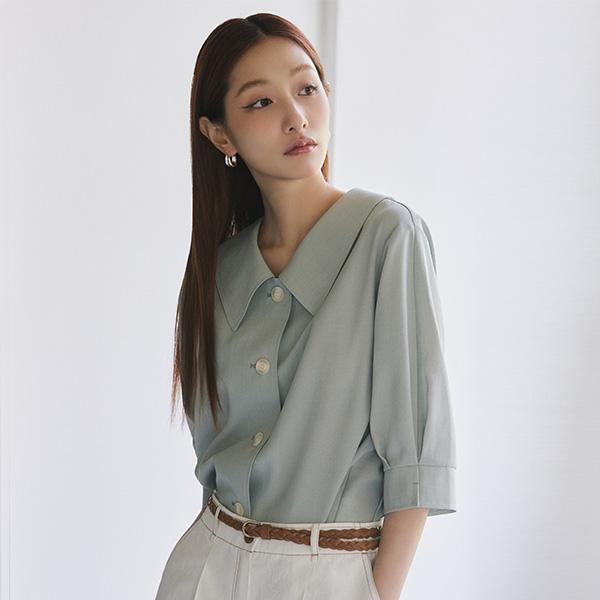 클라비스 와이드카라 스티치 블라우스_CVBWE2403Q