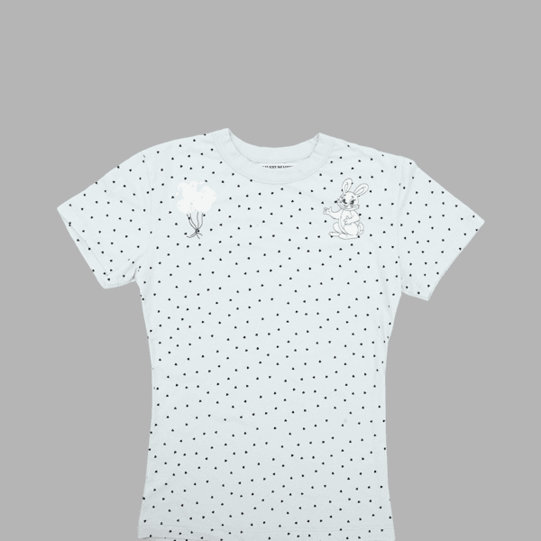 RABBIT PRINTED  HEART  T-SHIRTS (MINT)