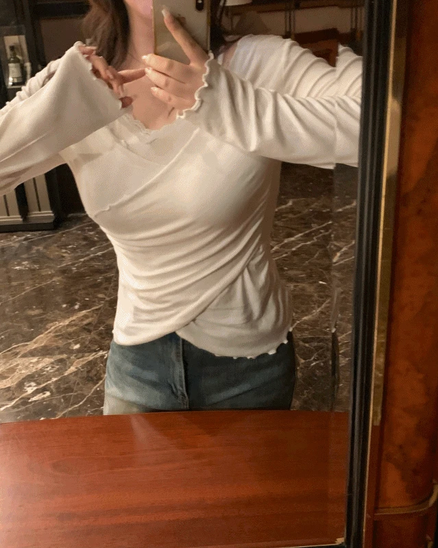 🏷MADE💗[강추]블라썸 프릴 랩 티셔츠