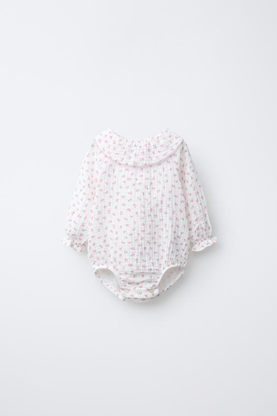 플라워 텍스처 바디수트