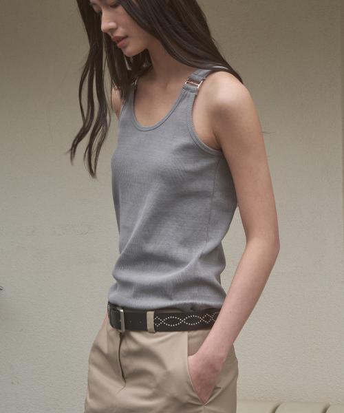 버클 슬리브리스 탑_그레이