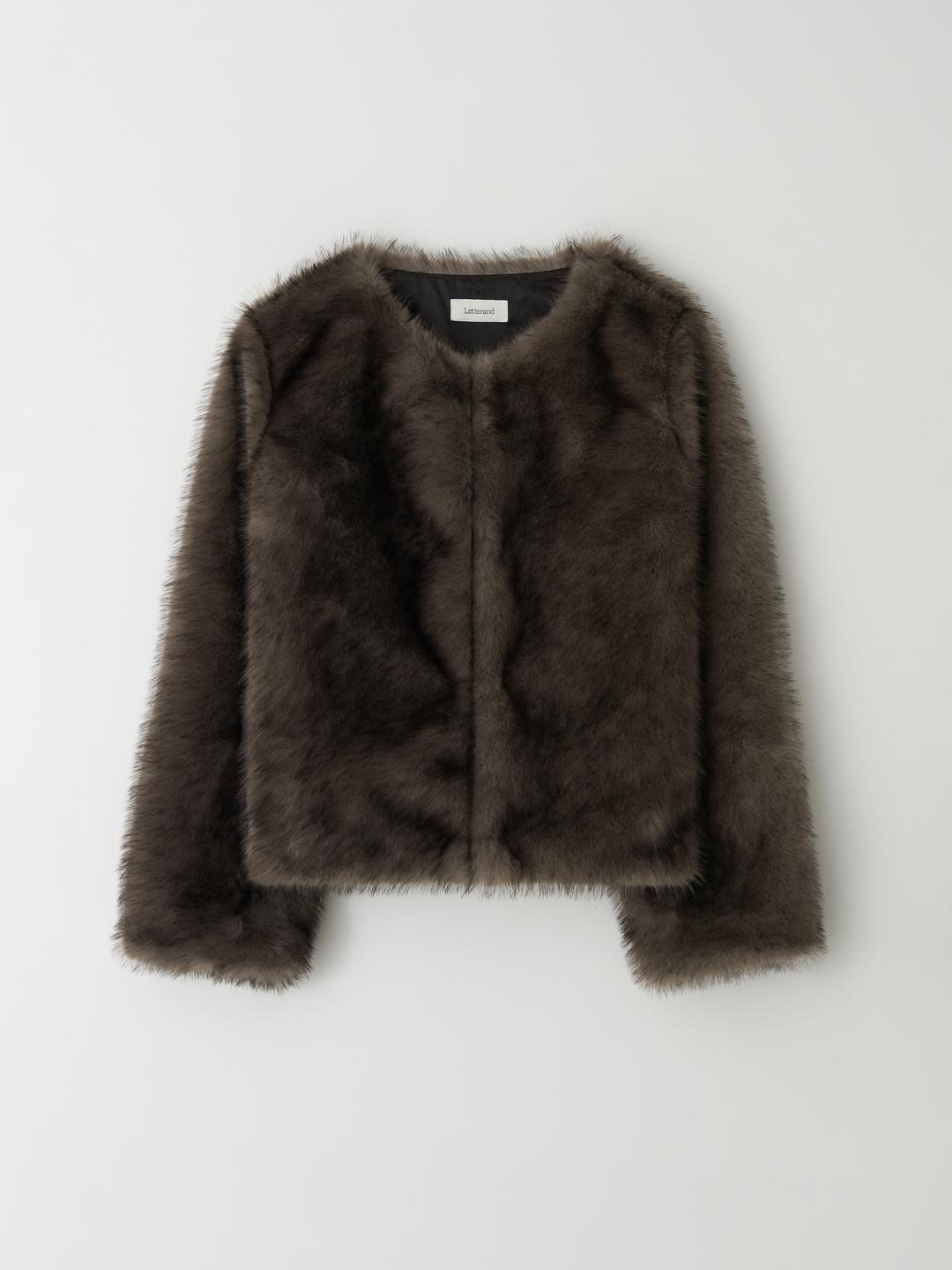 Faux Fur Jacket (Brown)