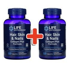 라이프익스텐션 헤어 스킨 & 네일 콜라겐 플러스 포뮬러 글루텐 프리 타블렛, 120정, 2개