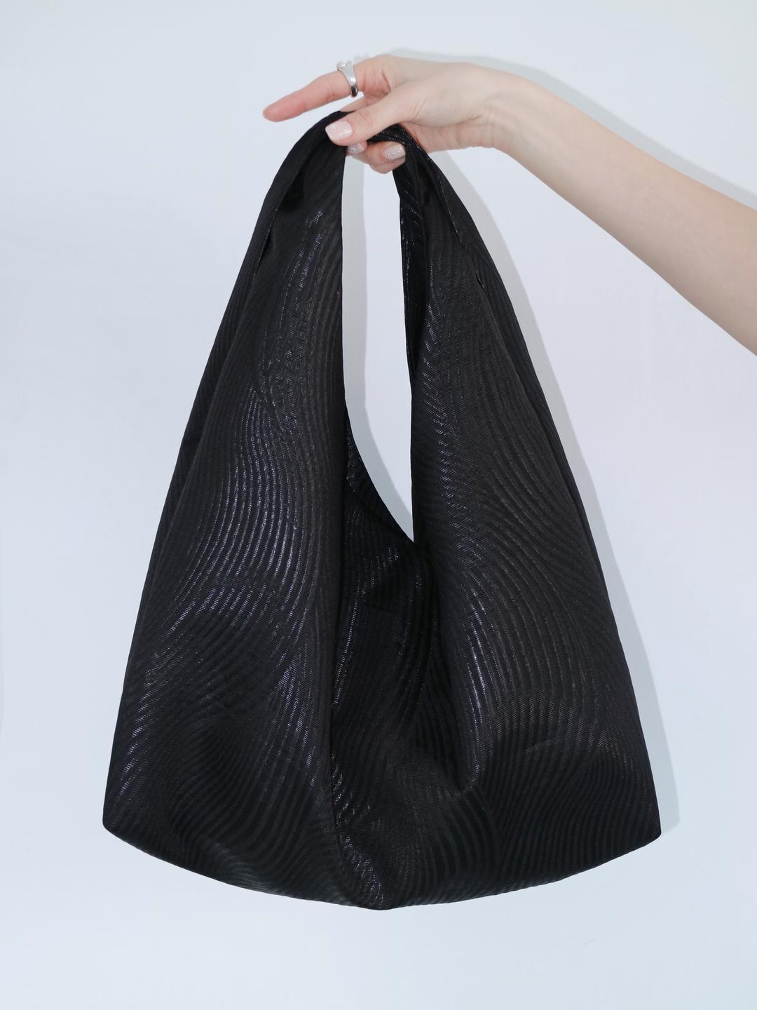 Draped Shoulder bag _ Wave Pattern [Black]