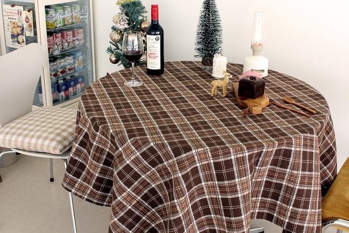 밤밤 체크 가을 겨울 기모 감성 1인 - 8인 홈카페 파티용 식탁보 테이블보