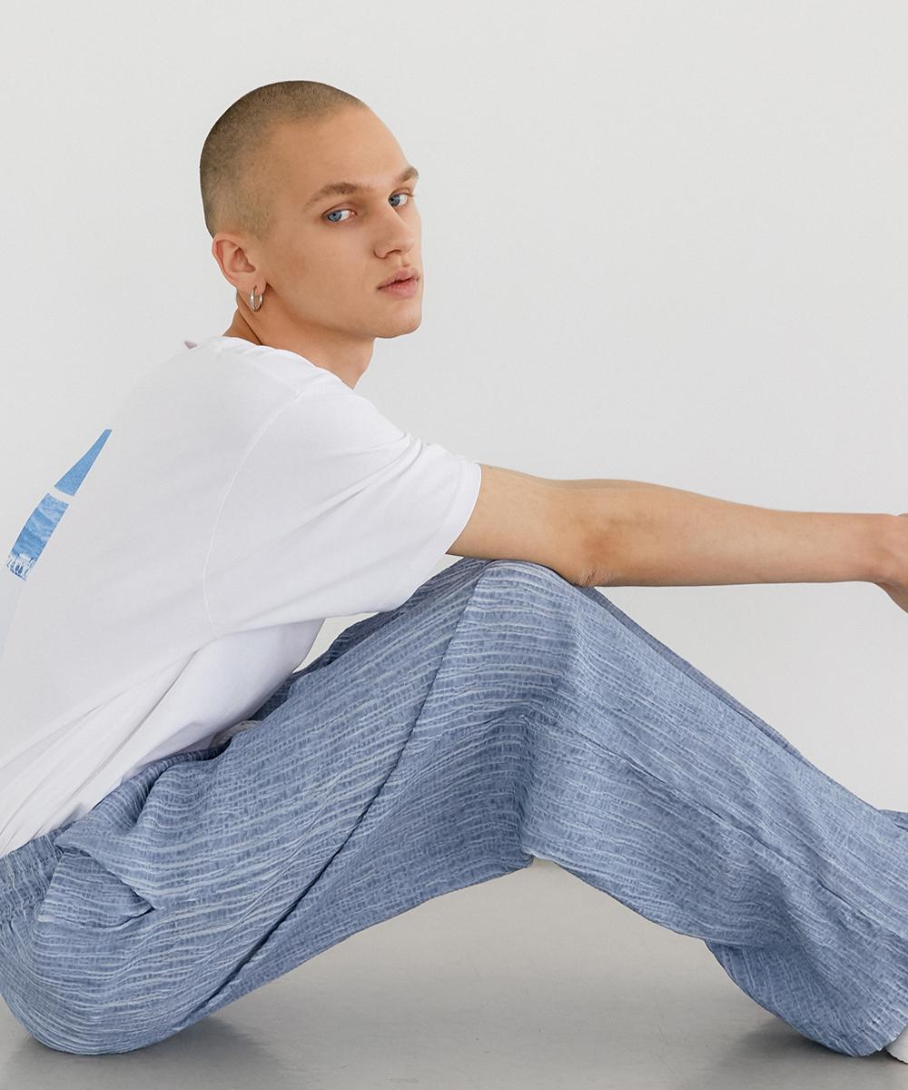 UNISEX PIGMENT TIE-DYE PLEATS PANTS_BLUE