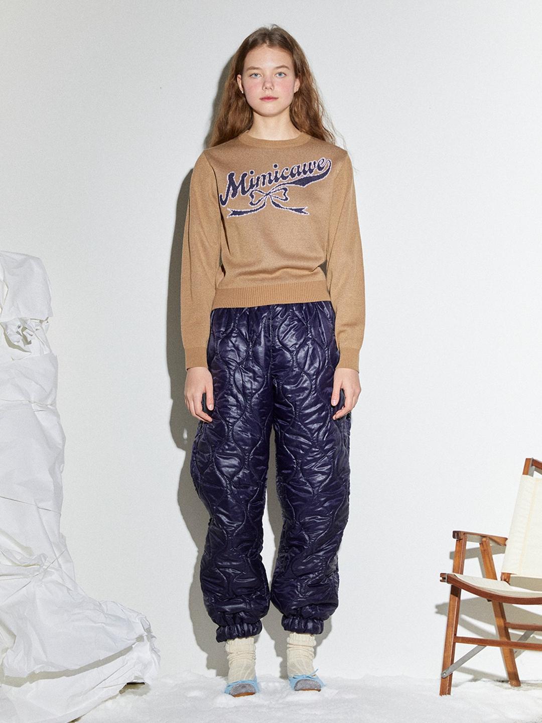 RIBBON ROUND PULLOVER/CAMEL BEIGE