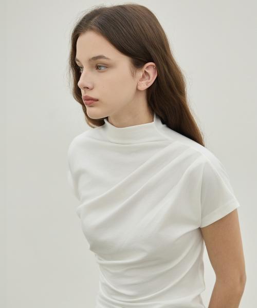Mock Neck Draped Ts_2Color