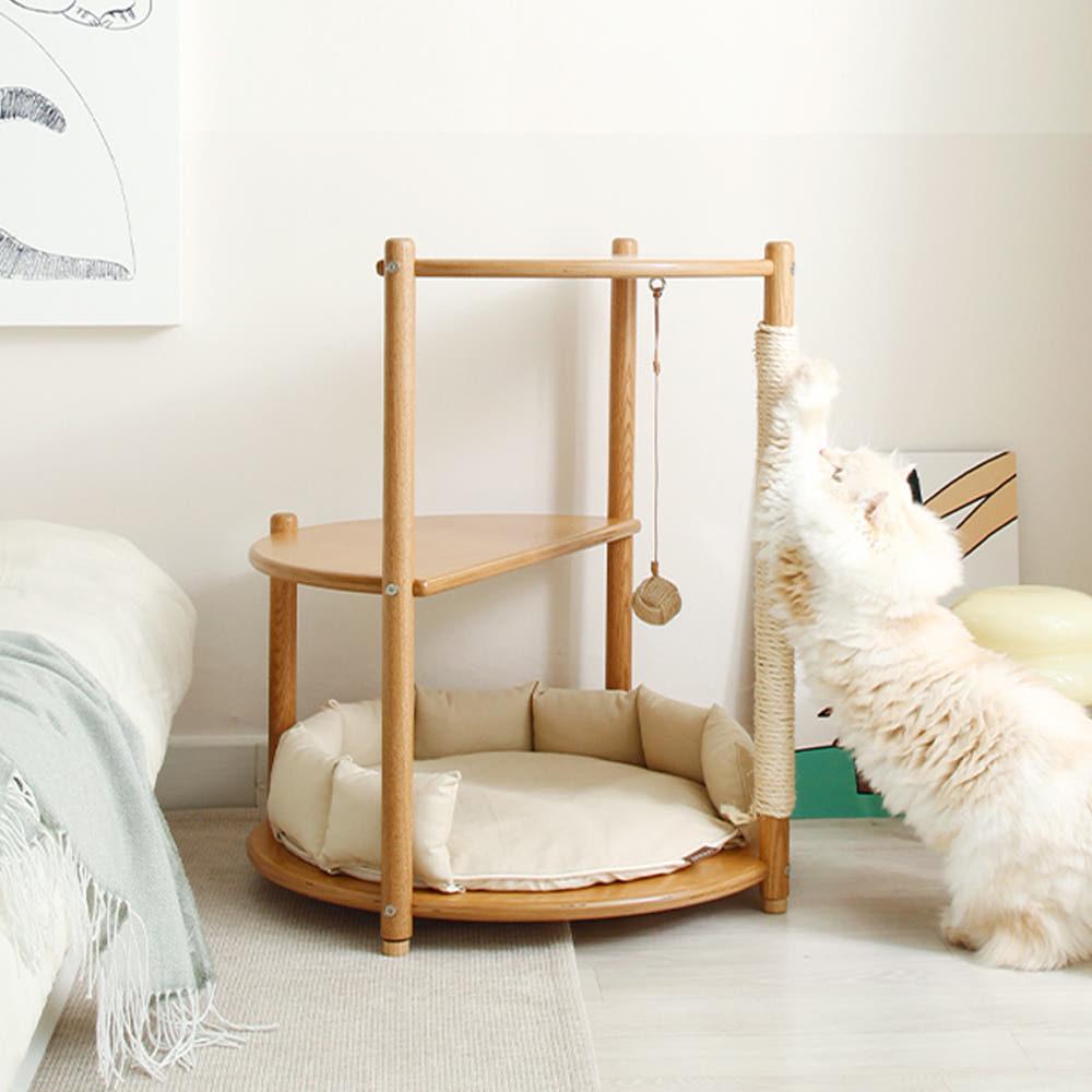 오볼로 미니 캣타워 국내제작 고양이 원목 소형 서브 원룸캣타워 먼치킨 뚱냥이