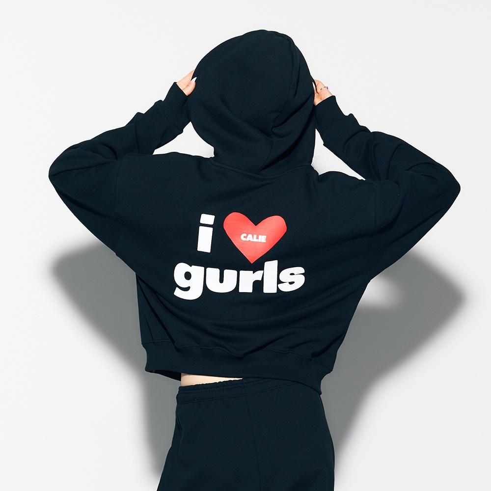 GURLS CROP HOOD ZIPUP BLACK