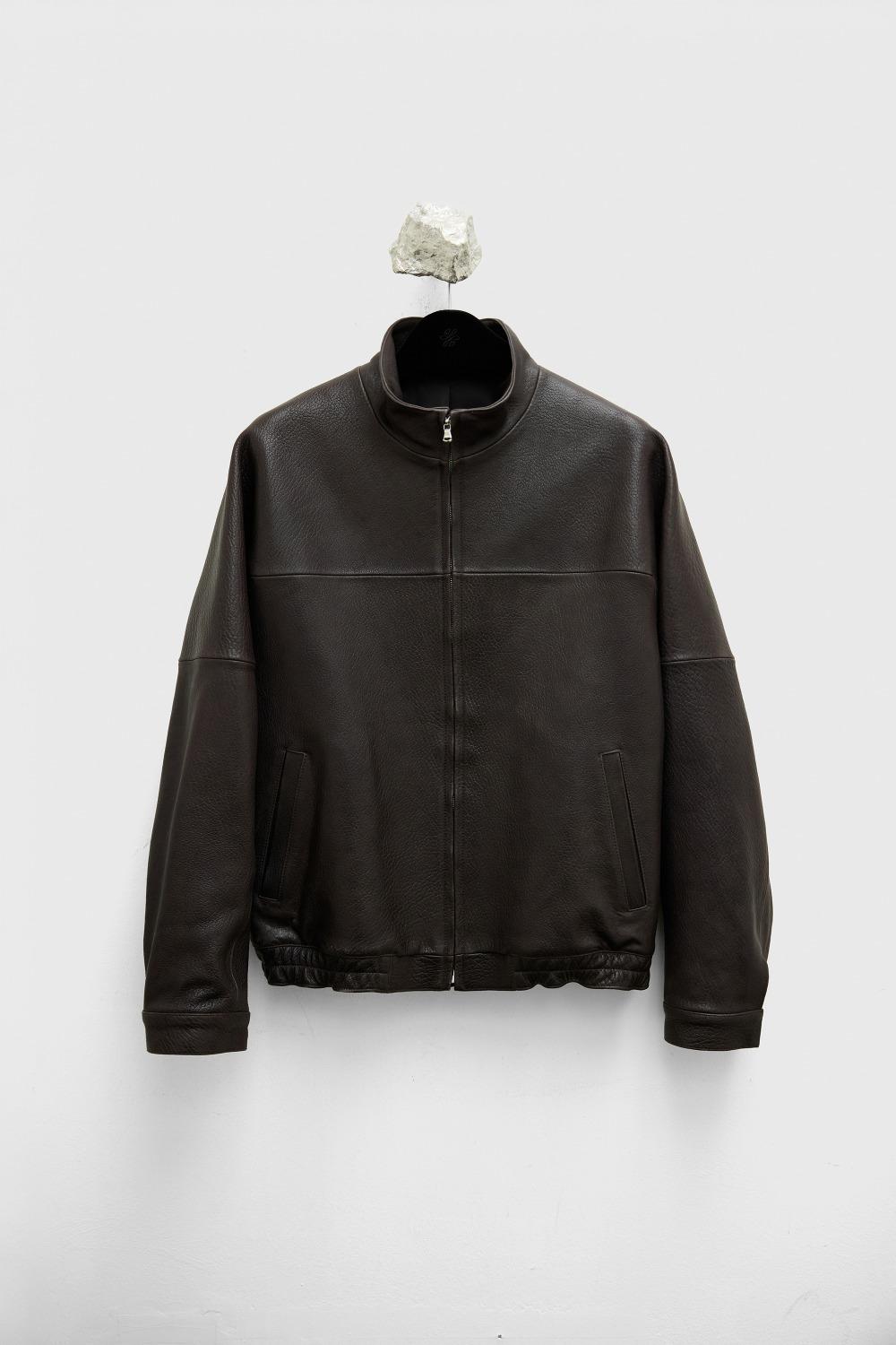 High-neck Leather Blouson