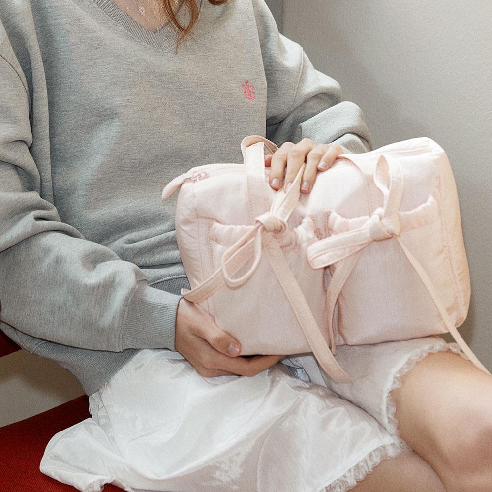 DOUBLE RIBBON SHOULDER BAG_LIGHT PINK