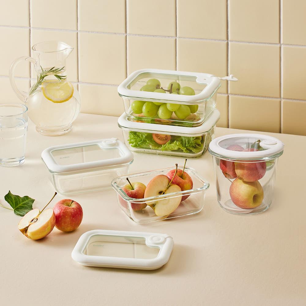 에지리 올글라스 내열 유리 밀폐용기 반찬 370ml
