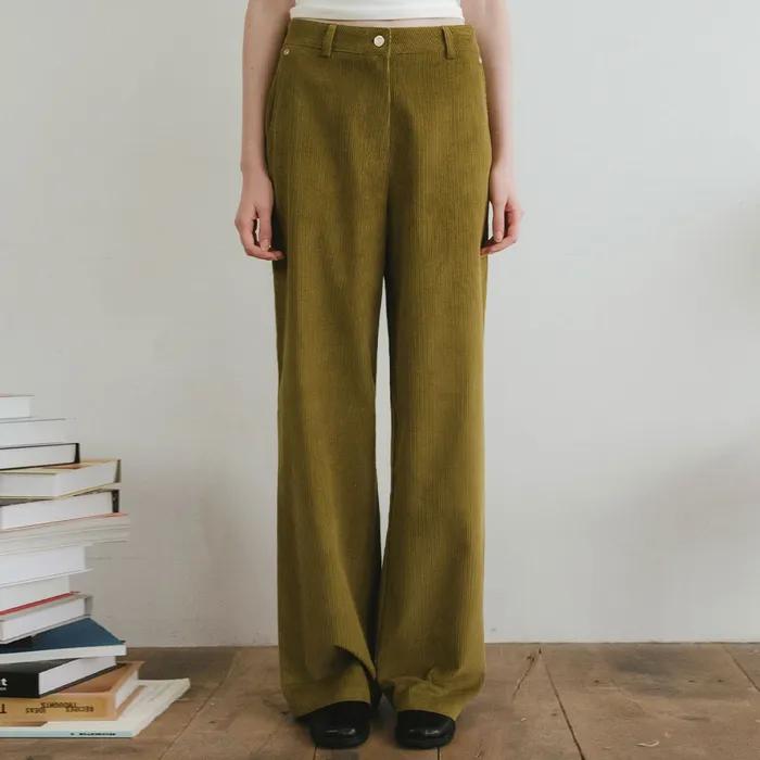 [9차 REORDER] MOST CORDUROY SEMI WIDE PANTS [OLIVE] / 3COLOR