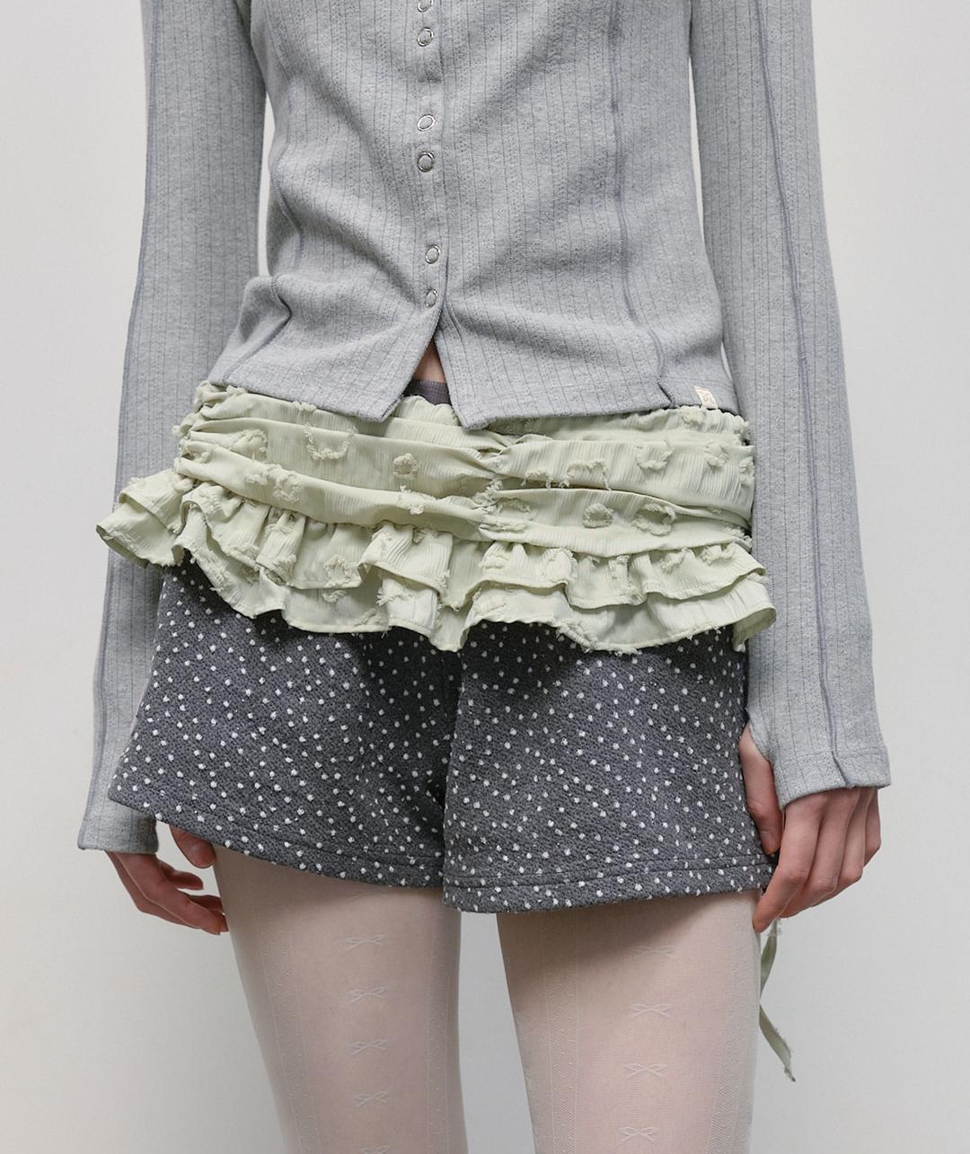 Clean Lace Layered Wrap Skirt [Light Green]